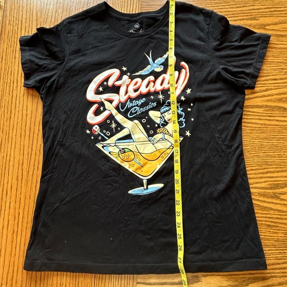 Steady Vintage Classics Pin Up Martini Graphic Black Tee Size 3XL** (Medium) - Picture 4 of 6